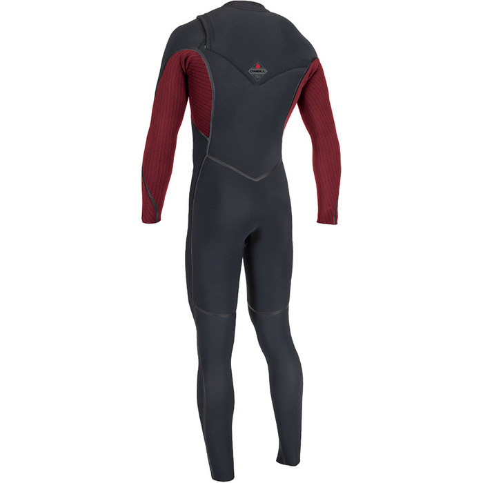 2024 O'Neill Mens Hyperfreak Fire 5/4mm Chest Zip Wetsuit 5550 - Black / Dark Red